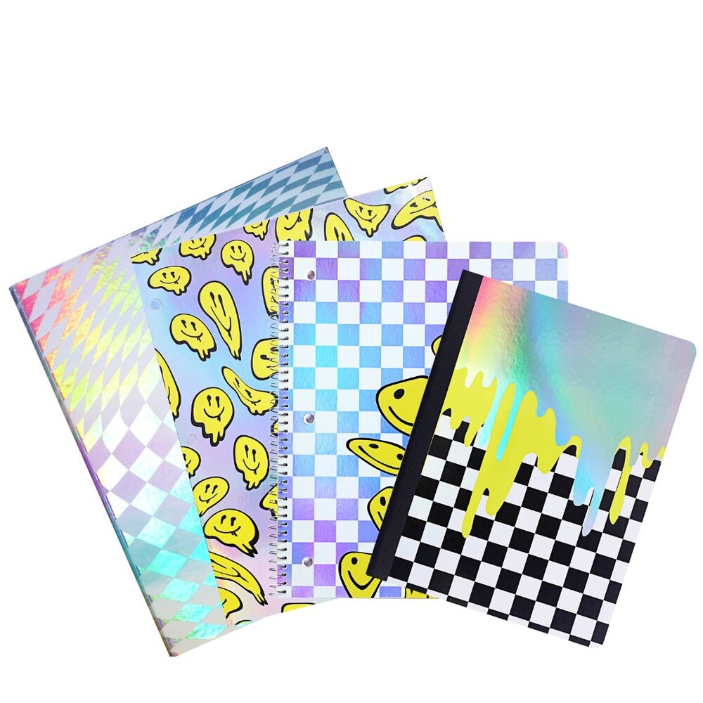 U Style Shiny Happy People 4Pk Stationery Bundle, 1" Binder, Notebook, Folder